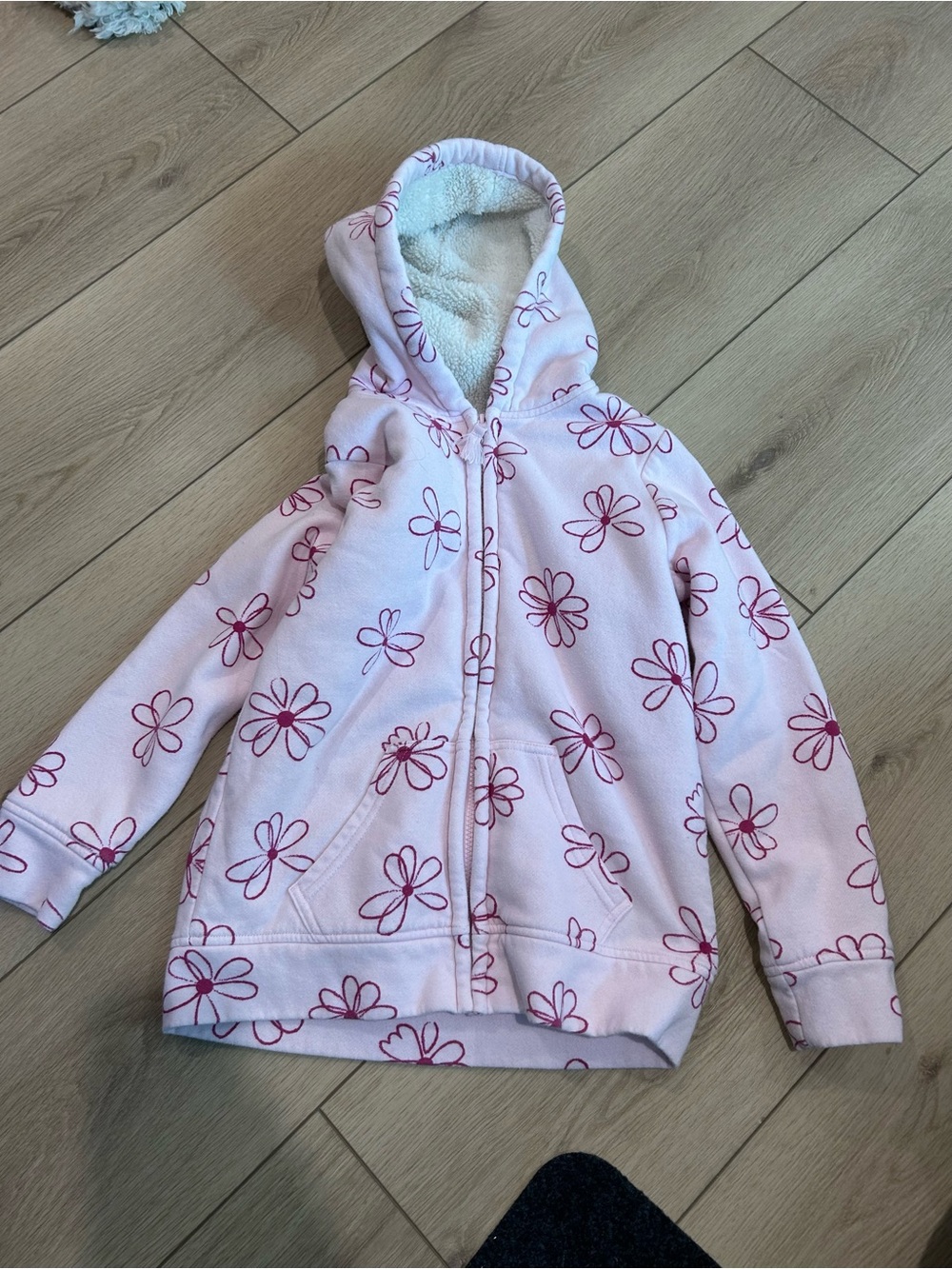 wonder nation Pink Floral Hooded Sweatshirt with Sherpa Lining